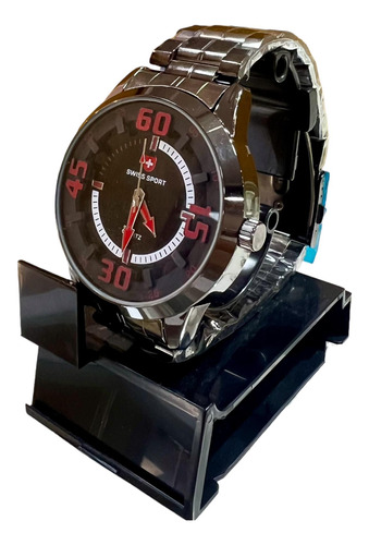 Reloj Swiss Sport Malla Metal Fondo Negro
