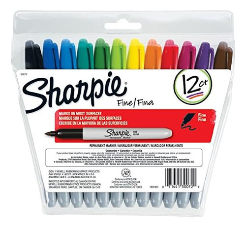 Sharpie Fine Point Permanent Marker,assorted Classic,12-coun
