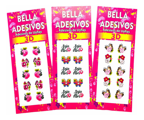 2000 Peliculas Kit Adesivos De Unha 3d Bella Adesivos