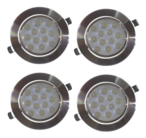 Empotrado Plafon Led 12w Luz Blanca Spot Bote 12 Cm 4 Pza