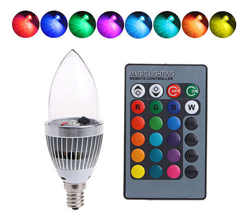 Bombilla Led E14/e12 De 3 W, Rgb, Que Cambia De Color