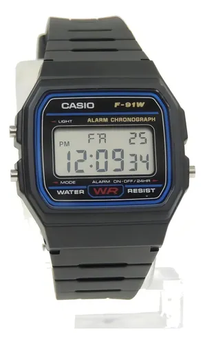 Relógio Vintage Preto com Pulseira de Borracha F91W-1 Clássico e