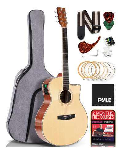 Pyle Kit De Guitarra Acústica Eléctrica De Alta Calidad, .