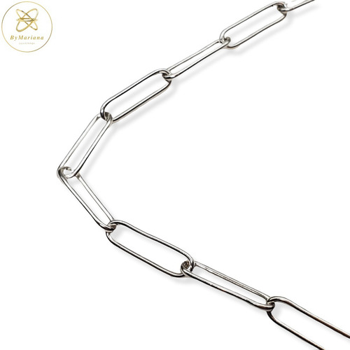 Imagen 4 de 9 de Cadena Plata Eslabon Oval Con Marinero 45 Cm