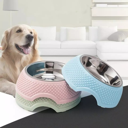Imagen 5 de 7 de Plato Mascotas Con Cuenco De Acero Inoxidable