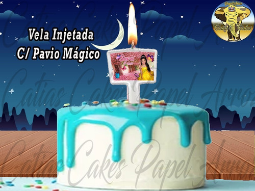 Imagem 3 de 10 de Vela Aniversário C/ Pavio Mágico Catia's Cakes Foto E Idade