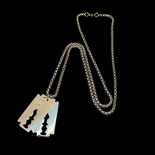 Rock Razor Blade Collar Con Colgante De Acero Inoxidable Pun