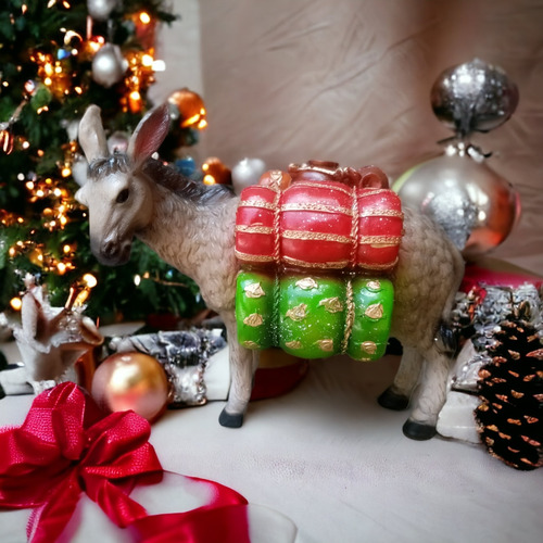 Burro Navideño, Figura De Resina 