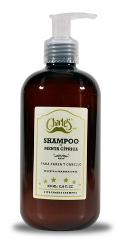 Shampoo Menta Cítrica 300 Ml Charle's Para Barba Y Cabello