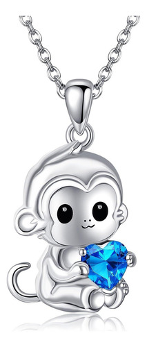 Jerwli Macaco Colar 925 Prata Esterlina Macaco Pingente Joia