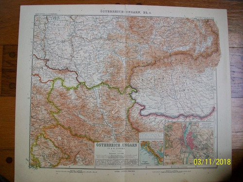 Austria Hungría Mapa De 1911 Con Budapest En Recuadro