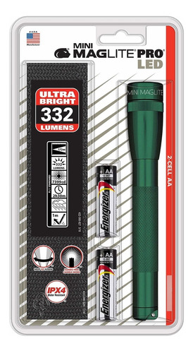 Maglite 332 Lúmenes Led Verde Mini Linterna Aa Batería