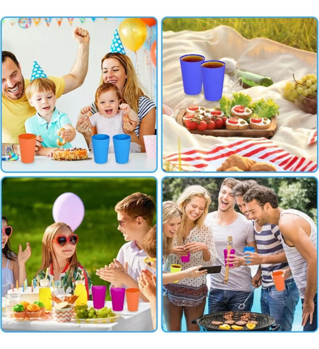 Set De Vasos Plastico Reutilizables De Fiesta X12