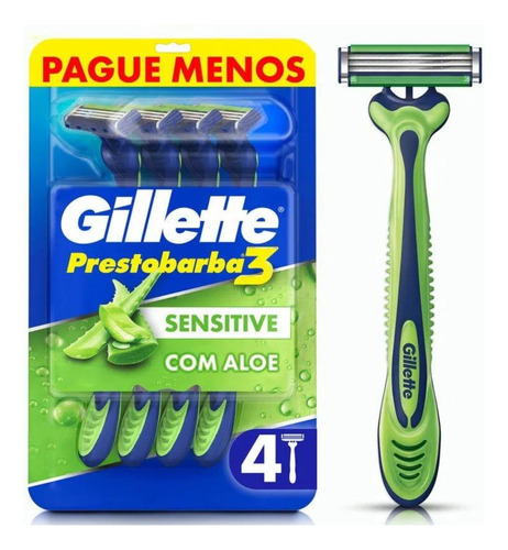 Aparelho Gillette Prestobarba3 Sensitive 2 Pacotes C 4 Cada