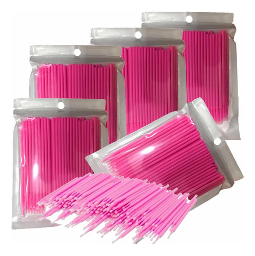 5x 100un Microbrush Cotonete Alongamento Fio A Fio Cílios