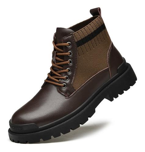 Hombres Casual Zapatos Cuero Lujo Botas Senderismo Trabajo