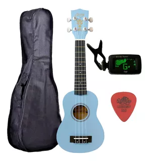 Ukulele Azul Seven Soprano Suk-07 Lb + Capa E Afinador Cor Azul-celeste