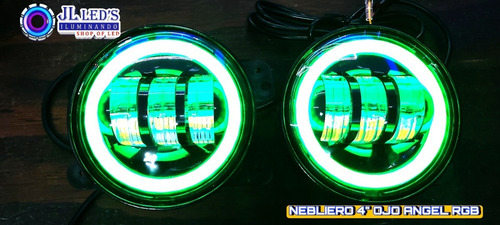 Faro Led Neblinero 4 Pulgadas Redondo C/ Ojo/ángel Rgb (par)