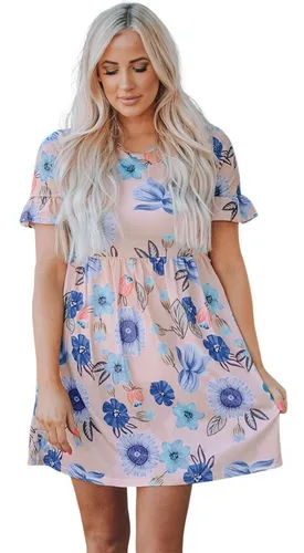 Vestido Casual Floreado Corto Primavera Verano Mujer Begace