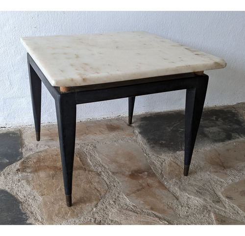 Mesa De Sala, Estilo Americana, Tapa De Mármol, 50x50cm (Usado)