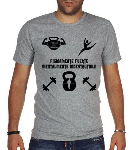 Remera De Hombre Frase Gym Fisicamente Fuerte Pesas Diseño