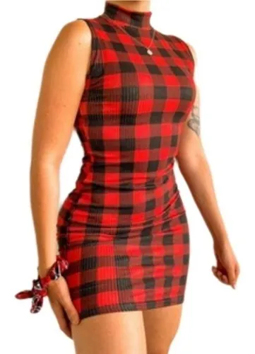 Vestido colado sale xadrez