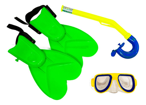 Set Buceo Pata De Rana Antiparra Snorkel Color Verde