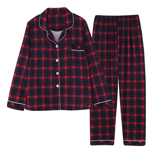 Pijama De Mujer Estilo Cuadros De Pijama 2 Piezas Cómodo