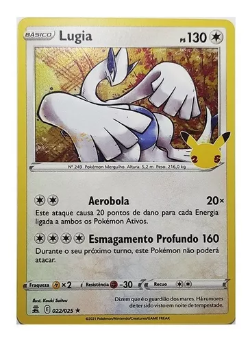 Carta Pokémon Lendário Lugia Holográfico Original Copag