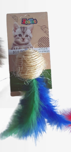 Juguete Rascador Para Gatos Pelota Sisal Con Plumas