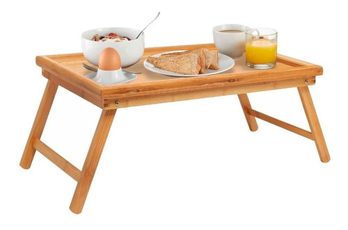 Mesa Bandeja Plegable Multiuso En Bambú 55x35cm Oferta Loi