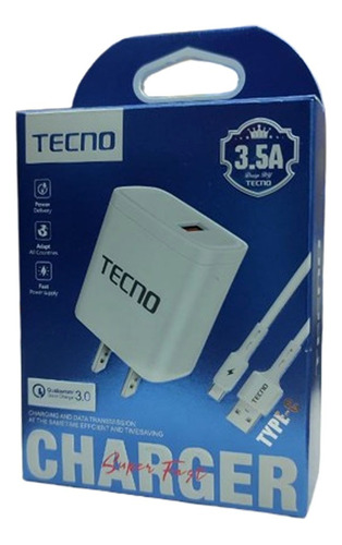 Cargador Tecno Carga Rapida + Cable Tipo C 3.5a Excelente 