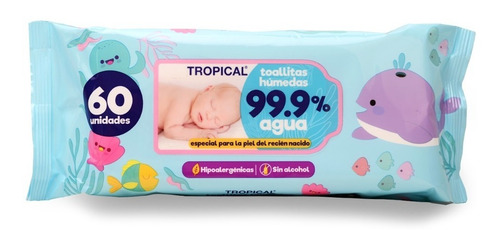 Toallitas Húmedas Tropical 99,9% De Agua 60un