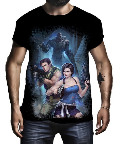 Camiseta Camisa Resident Evil Chris Leon Jill Albert 14