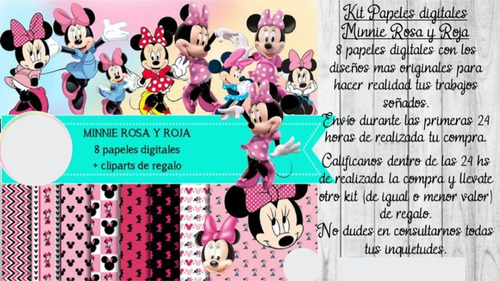 Minnie Rosa Y Roja Mimi Clipart Y Papeles N294