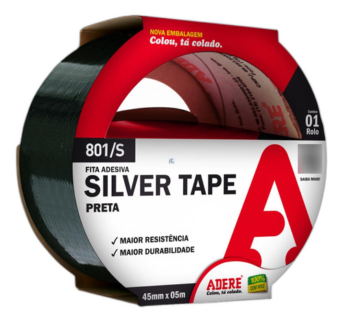Fita Silver Tape Adere 45mmx 5 Metros Preta