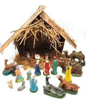 Comprar Pesebre Antiguo Figuras Yeso Reyes Magos Navidad - Religion