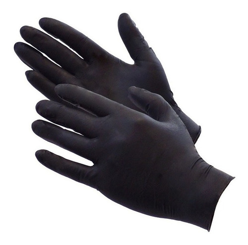 Guantes Descartables Nitrilo Reforzado Color Negro X100un