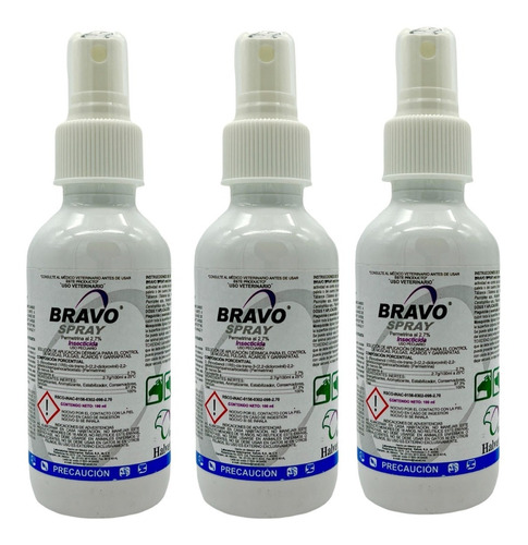 Paquete De 3 Bravo Spray Antipulgas 100 Ml