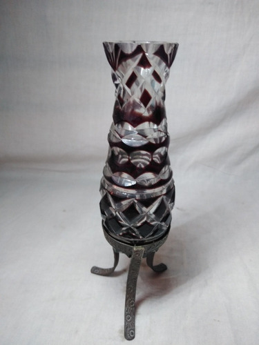 Imagen 1 de 3 de Violetero De Cristal Base Bronce Antiguo