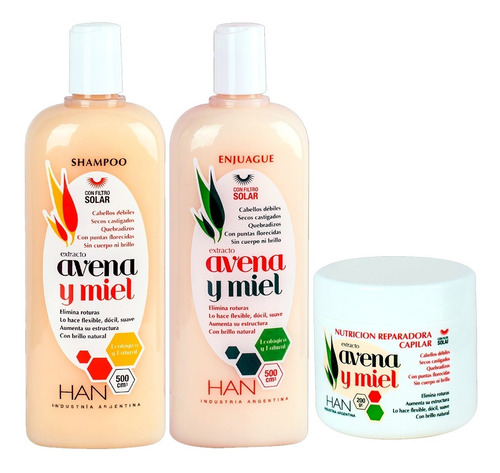 Han Shampoo + Acondicionador + Mascara Avena Y Miel 200 Ml