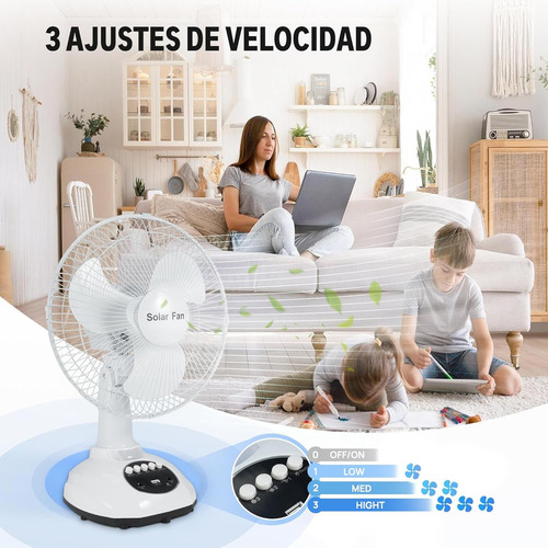 Ventilador De Mesa Solar Recargablemesa Abanico Oscilante Silencioso