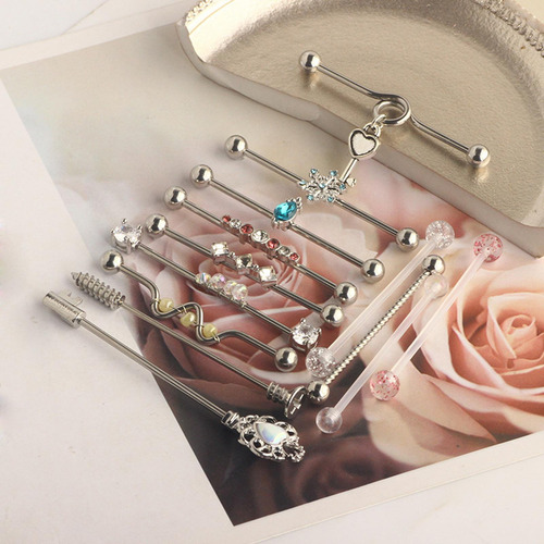 13pzs Piercing Aretes Oreja Cartílago Acero Inoxidable