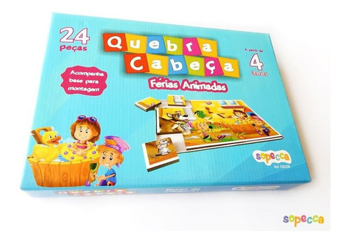Imagem 4 de 4 de -quebra-cabeça Férias Animadas 24 Peças - Sopecca Qb208