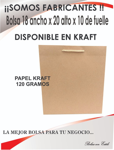 20 Bolsas Papel Kraft 18 De Ancho X 20 De Alto X 10 De Fuell