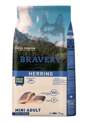 Alimento Bravery Herring Mini Adulto Raza Pequeña 7kg