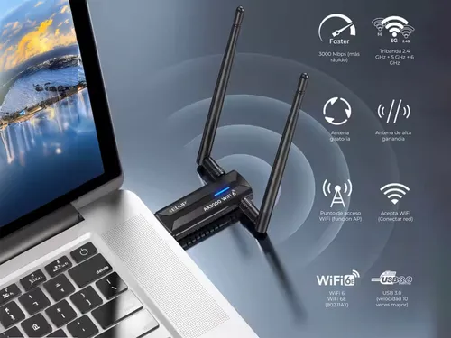 Adaptador Wifi 6e Ax3000 Usb Mt7921a 2.4/5/6ghz Carrello