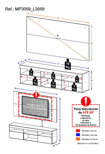 Imagen 5 de 5 de Rack Con Panel California Para Tv Hasta De 65 Pulgadas Negro