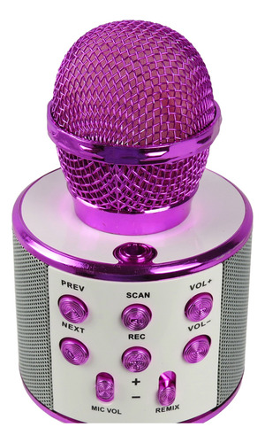 Microfone Karaokê Infantil Ws858 Pink Sem Fio Com Bluetooth