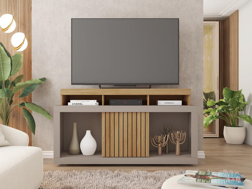 Modular Rack Para Tv Niza Puerta Corrediza Casahogar Color Buruti/fendi